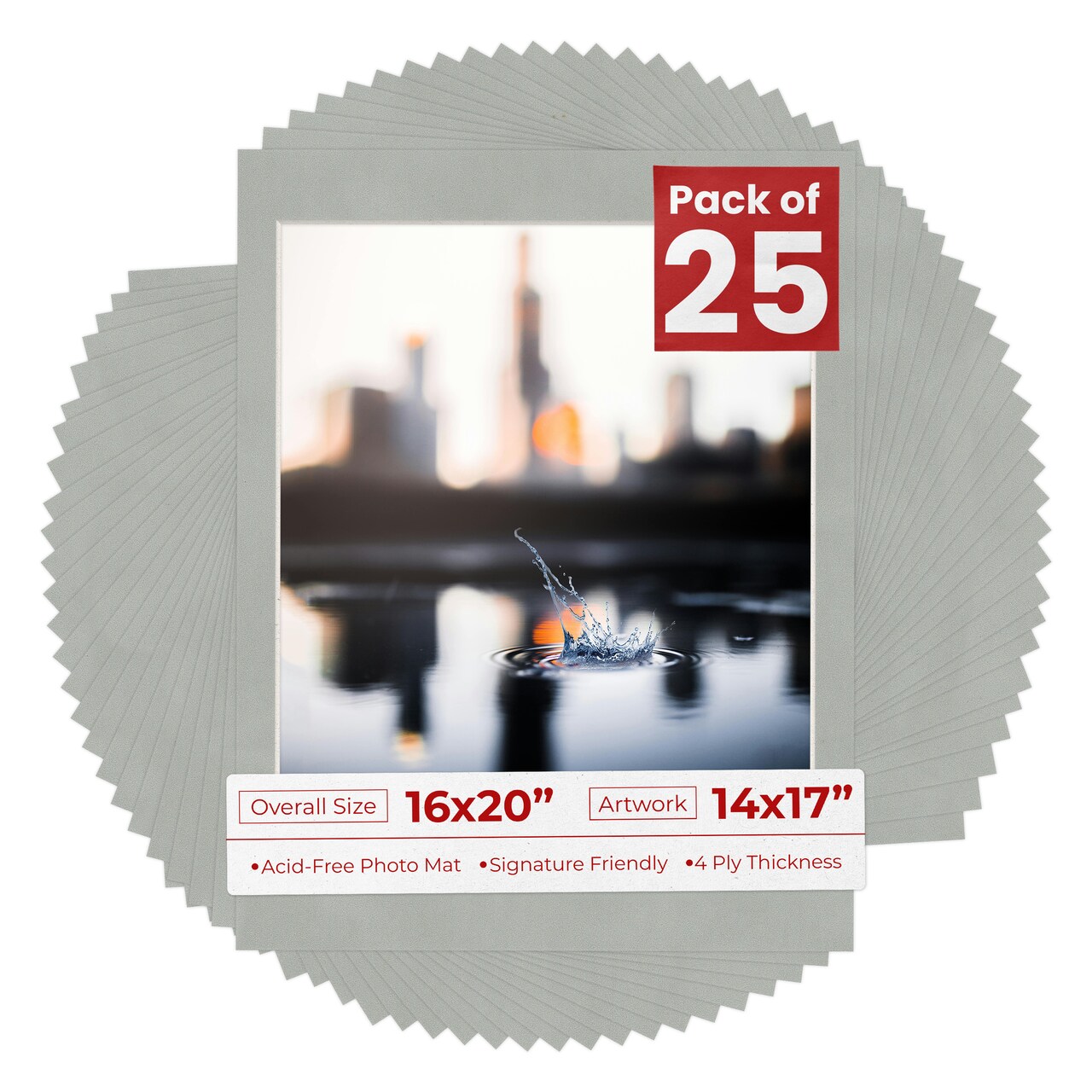 Light Grey Suede Mat Board for 16x20 Frames - Fits 14x17 Photos